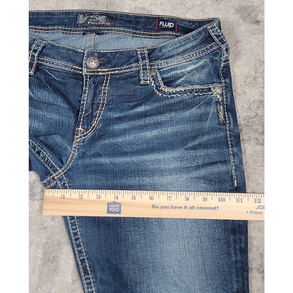 Silver Jeans Aiko Women's Skinny Leg Embroidered Blue Fluid Denim Jeans 35x30.5 - Picture 4 of 12